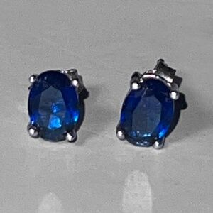 Oval Blue Sapphire Post Earrings